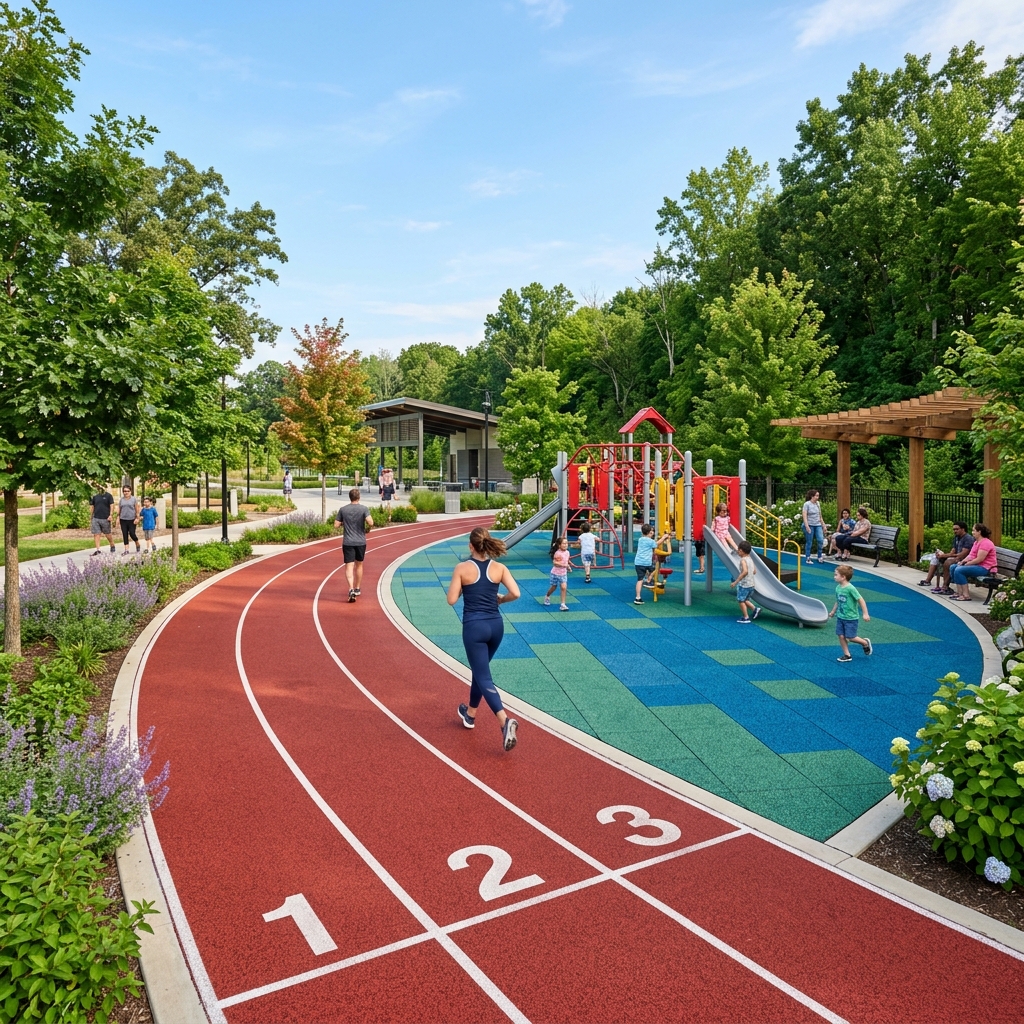 Outdoor Jogging Tracks & Play Areas Detail